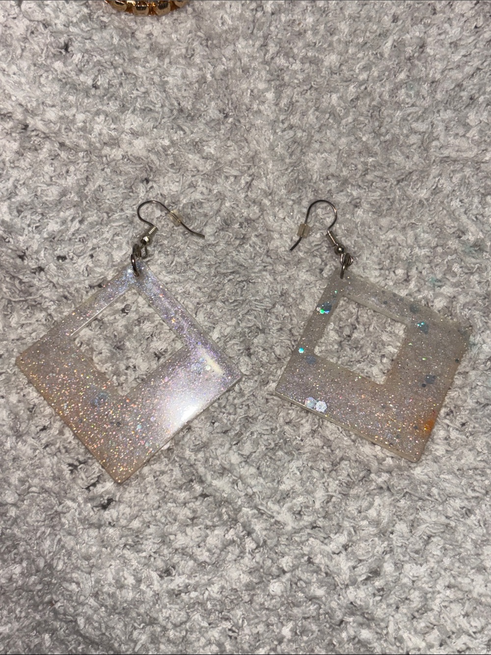Square Glitter Earrings (handmade)